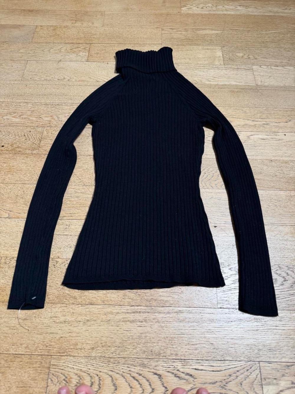 Black Ribbed Turtle Neck Long Sleeve - Picture 3 of 5